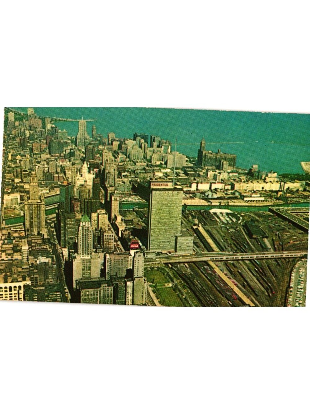 Downtown Chicago Skyline 1960s Aerial View Postcard Lake Michigan Gold Coast